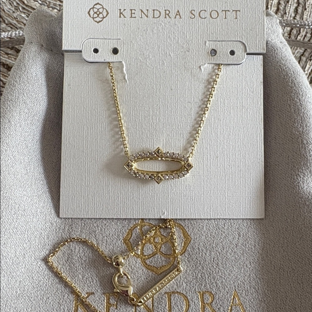 Kendra Scott Gold and CZ Stone necklace (Adjustable slider)